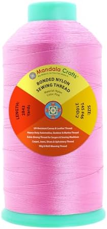 Mandala Crafts Size 46 210D T45 Pink Bonded Nylon Thread, 2843 YDs