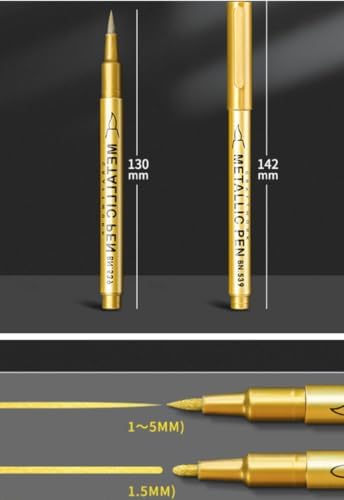 Tombstone Marker Pens Weatherproof Quick-Dry Oil-Based Fine Tip for Restoring Faded Inscriptions on Grave Stones Granite Surfaces，Mixed Loading 4PCs Gold+Silver/Soft nib+Hard pen tip