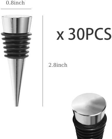30 Pcs Wine Bottle Stopper Set Kit, Resin Wine Bottle Stoppers Molds Set Accessories, Wine Stopper for Silicone Molds Epoxy Resin (Metal Silver)