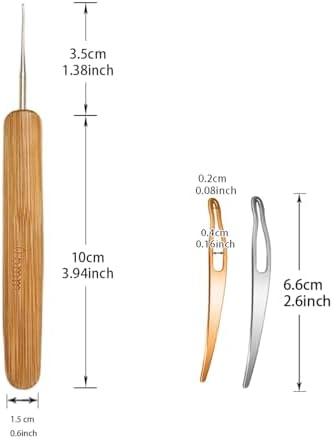 5 Pieces Dreadlock Crochet Hooks for Hair, Loc Needle Interlocking Tool for Braid Craft (0.5mm)