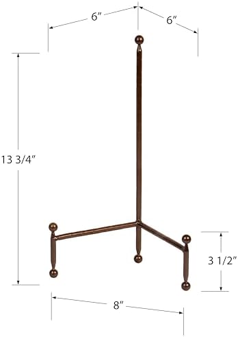Red Co. Decorative Tripod Plate Stand and Art Holder Easel in Bronze Finish - 14" h
