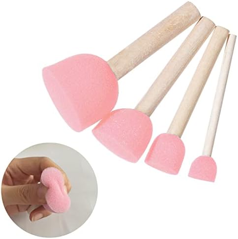 WAFJAMF 40 Pcs Round Sponges Brush Set 4 Sizes DIY Painting Tools Pink