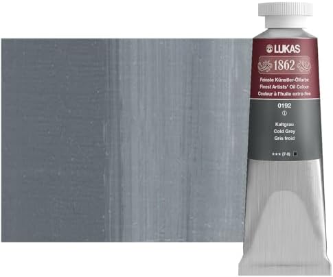 Lukas 1862 Professional German Oil Paint, Cold Grey 37 mL - w/Beeswax & Non-Yellowing Sunflower Oil, Short Drying Time, Smooth, Outstanding Lightfastness