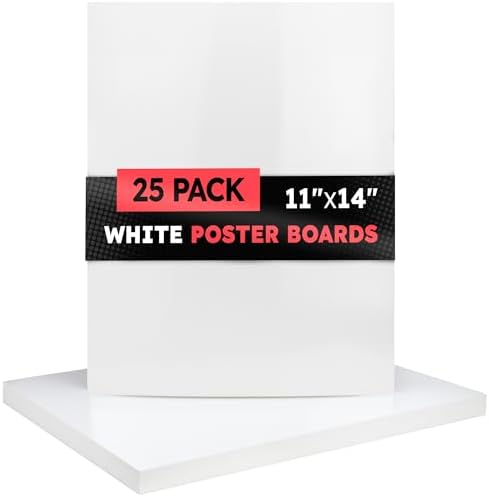 Hygloss Medium Poster Board 11x14 - 25 Count Bulk Pack - 10 Pt. Thickness White Poster Board Paper for Projects, Presentations, Displays, Signs, Crafts - Blank Posterboard Multipack 11" x 14"