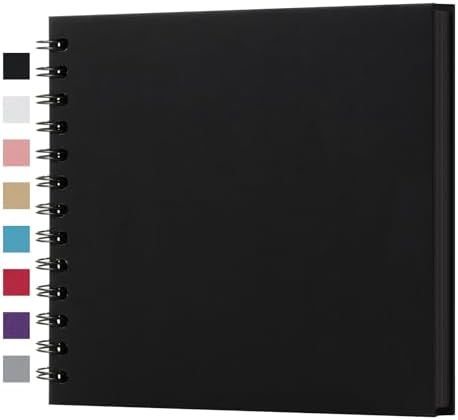 potricher 7 x 7 Inch Small DIY Scrapbook Photo Album 40 Pages, Black | Thick Kraft Paper Scrap Book Photo Albums, Memory Book for Wedding, Anniversary, Baby, Family, Travel, DIY Projects
