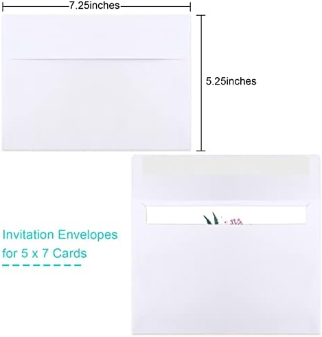 200 Packs 5x7 Envelopes, White A7 5x7 Envelopes for Invitations, Printable, Self Seal for Weddings, Photos, Postcards, Greeting Cards, Mailing