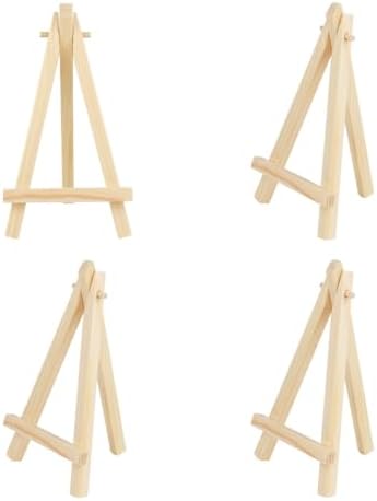 4 Pack Easel Display Stand Mini Wood Display Easels for Painting Artist Tabletop Holder Mini Wooden Easels for Photos Art Crafts Natural Wood Easels for Small Canvases Displaying