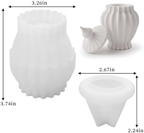 Wehous Vintage Jar Resin Mold with Lid Silicone Box Storage Container Mold for Epoxy Resin Casting Candle Vessels Candy Jewelry Trinket Makeup Holder Unique Concrete Cement Casting Craft Making Decor