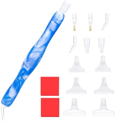 RaySoar Diamond Painting Art Drilling Dot Pen with Tips Nibs Placers Tool Accessories for Adults, Gem Rhinestone Picker Stylus New Blue