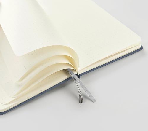 &And Per Se Dotted Notebook with Pen, A5 Hardcover Dotted Journal, 160 Pages 100GSM Thick Paper Dot Grid Journal with Fineliner Pen (Dark Blue)