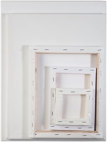 iDIY Stretched Canvas Board Multi Pack (Set of 14) - Sizes 4 x 4-12 x 16, 5/8" Variety Pack - Classic White Blank, Pre Primed for Oils or Acrylics, 100% Cotton, Acid Free - Professional Grade