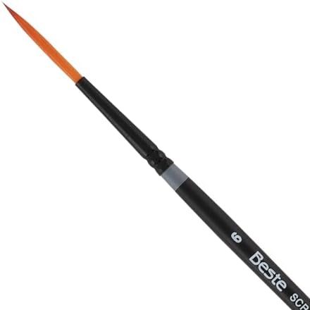 Creative Mark Beste Golden Taklon Script Liner, #6 Artist Paint Brush, Professional Watercolor Brushes, for Acrylic Painting, Short Handle, Sharp Edges, Hand-Tied & Shaped