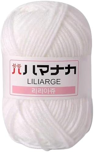 TiaoBug 1Roll Milk Cotton Yarn Solid Color Crochet Yarn for DIY Crafts Knitting Bag Doll Blanket Garments Hat White One Size