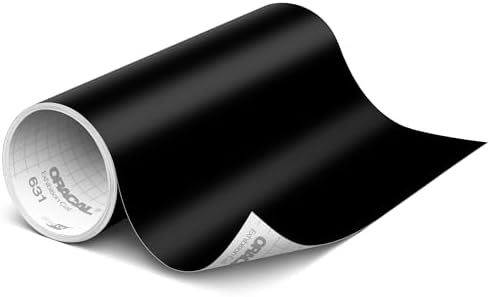 ORACAL 631 Matte Black Vinyl Durable Roll Easy to Weed Permanent Adhesive Craft Vinyl for Plotting Machines, Decals & DIY Projects 12” x 10ft