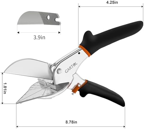 GARTOL 45-135° Adjustable Miter Shears, Quarter Round Cutter for PVC & Trim