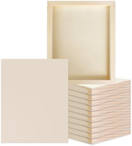 12 Pcs Wood Panels 8 x 10 inch Unfinished Wooden Canvas Board for Painting Arts Pouring Oils Acrylics
