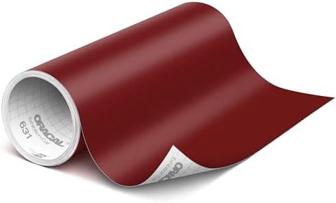 ORACAL 631 Matte Burgundy Vinyl Durable Roll Easy to Weed Permanent Adhesive Craft Vinyl for Plotting Machines, Decals & DIY Projects 12” x 15ft + Transfer Tape 12" x 24"
