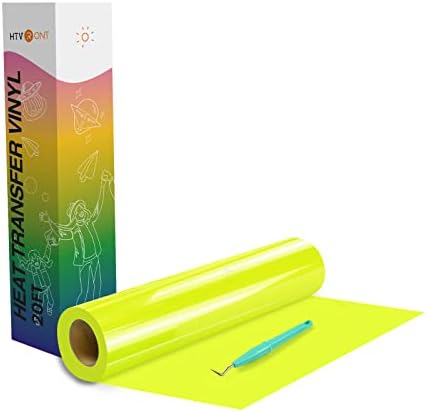HTVRONT Heat Transfer Vinyl Neon Yellow HTV Rolls, 12" x 20ft