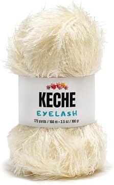Eyelash Fun Fur Yarn - Premium Soft Crochet Yarn DIY Hand Knitting 100% Polyester 175 Yds 3.53 Oz - Cream