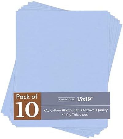 Fountain Blue 15x19 Uncut Premium Mat Board - No Opening - 10 Mats