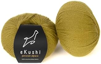 100% Baby Alpaca Yarn for Knitting & Crocheting - Set of 2 Skeins of Premium Yarn DK - Lightweight, Hypoallergenic & Thermal Peru Made - Ideal for Delicate Projects (GR579 - Olive)