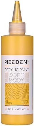 MEEDEN Mid Yellow Acrylic Paint: Matte Finish 250ml/8.45oz Soft Body