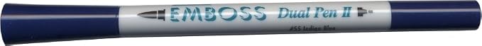 Tsukineko Embossing Pen Dual Brush Tip, Indigo Blue