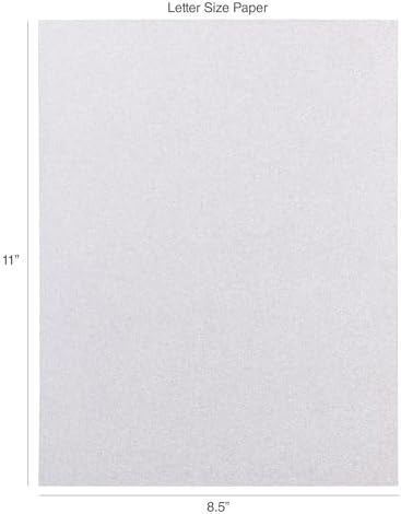 Shimmer Cardstock Paper 8.5 x 11- Assorted Glitter, Metallic, and Pearl Sheets for Crafts, Scrapbooking, Card Making - 20 Pack, 85lb Heavyweight, 230 GSM, Silver