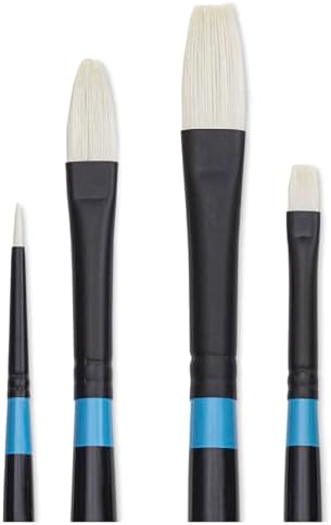 Princeton Aspen Professional Paint Brush Set, 4-Piece Long Handle Synthetic Brushes with Medium-Stiff, No-Shedding Bristles for Acrylic, Oil & Water-Soluble Oil Painting