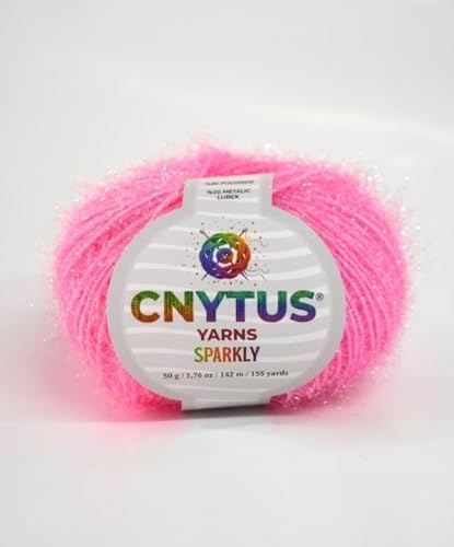 Sparkly Eyelash Fantasy Knitting Yarn | Metallic Lurex Nylon Short Eyelash Yarn | 50g (1.76oz) |140m(155 Yards) | Shiny Crochet Thread for Amigurumi & Decorative Projects (1 Skein, Light Pink)