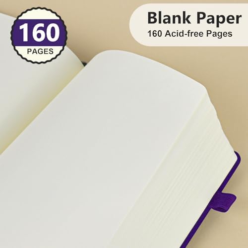 Blank Journal Notebook 5.9"×8.5", Leather Sketchbook,160 Pages Sketch book | A5 Sketchbook for Drawing, 100 Gsm Plain Paper, Writing Journal for Men Women, Hardcover Notebook for School Work Travel Art