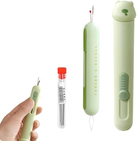 3-in-1 Automatic Needle Threader & Seam Ripper + 2-in-1 Needle Threader Seam Ripper + 18 Needles: Ideal for Hand Quilling & Embroidery Stitch Removal