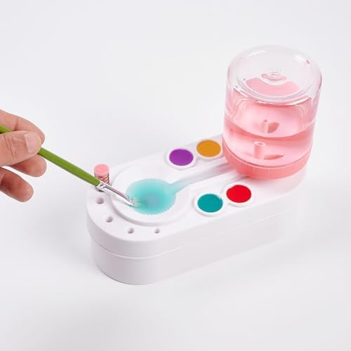Upgraded Paint Brush Cleaner Brush Rinser Water Circulation(Pre Assembled), Watercolor/Oil and Water-Based Paint Brush Cleaner Tool, Gift for Adults Artist Beginners
