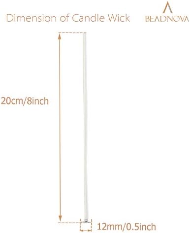 BEADNOVA Candle Wicks 8 Inch 150pcs Large Cotton Wicks for Soy Wax Candles Making Supplies
