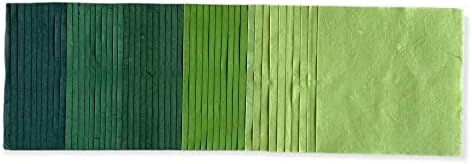 Natural Fiber Mulberry Paper Sheets 6 x 6 Inches, 50 PCS Handmade Craft Paper for Origami, Scrapbooking, Card Making, DIY Decoration, Mixed Media Art (Green Tone, 6x6 Inch)