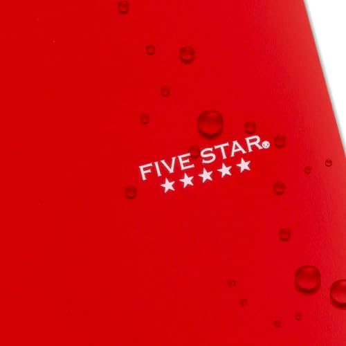 Five Star Spiral Notebook + Study App, 5 Subject, College Ruled Paper, 8-1/2" x 11", 200 Sheets, Fights Ink Bleed, Water Resistant Cover, Fire Red (72077) (Pack of 2)
