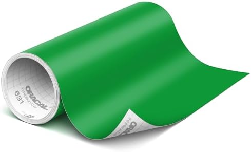 ORACAL 631 Matte Light Green Vinyl Durable Roll Easy to Weed Permanent Adhesive Craft Vinyl for Plotting Machines, Decals & DIY Projects 12” x 15ft + Transfer Tape 12" x 24"