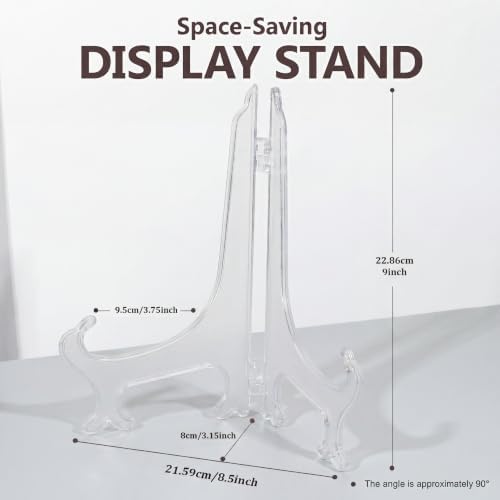 Artliving 9 Inch Clear Plastic Easels or Stand/Plate Holders to Display Pictures or Other Items at Weddings, Home Decoration, Birthdays, Tables (6 Pack)