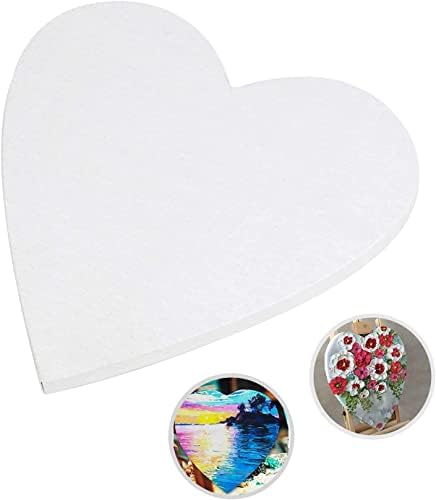 1 Pack Artist Blank Canvas, 20cm Stretched Canvas Frames Panel Board, Heart Art Board for Acrylic Oil Painting