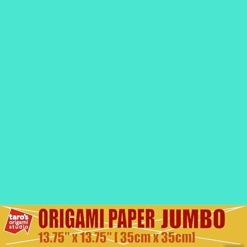 [Taro's Origami Studio] TANT Jumbo 13.75 Inch (35 cm) Double Sided Single Color (Turquoise) 20 Sheets (All Same Color) for Beginner to Expert (Made in Japan)
