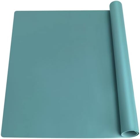 QPIX DIGITAL Extra Large Silicone Countertop Mat,Silicone Table Mat Kitchen Counter Protector Nonslip Heat Resistant Silicone Desk Mat Crafts Kids Dinner Placemat Pastry Dough Rolling Mat,Dark Green