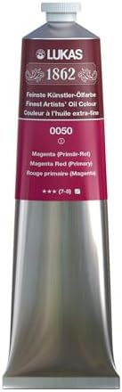 Lukas 1862 Professional German Oil Paint, Magenta Red (Primary) 200 mL - w/Beeswax & Non-Yellowing Sunflower Oil, Short Drying Time, Smooth, Outstanding Lightfastness