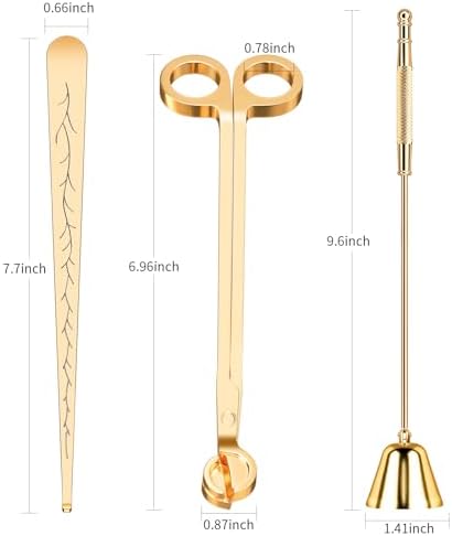 calary Candle Wick Trimmer, Candle Snuffer and Wick Dipper & Candle Accessory Set, 3 in 1 Candle Care Kit for Candle Lover (Gold)