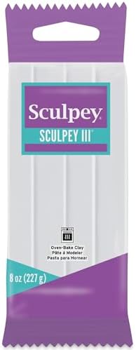 Sculpey 439309 Polyform III Polymer Clay 8 Oz: White | Non-toxic and flexible molding material for jewelry, DIY home decor, figurines, and mixed media craft projects for kids