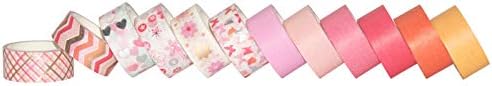 YUBBAEX 12 Rolls Pink Gold Washi Tape Set Masking Decorative Tapes (Pink Mix)