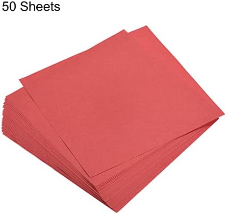 MECCANIXITY 50 Sheets Origami Paper Double Sided Bright Red 6x6 Inch Square Sheet for Art Craft Project, Beginners, Gifts Decor