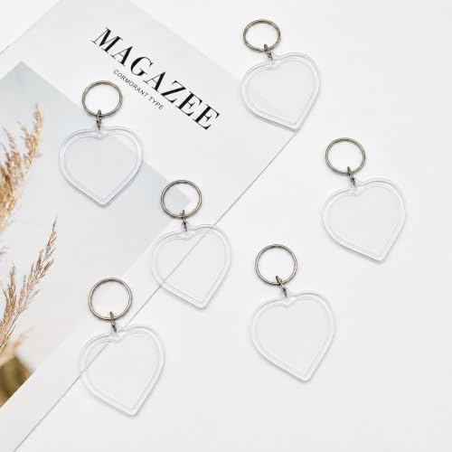 6 Pack Blank Photo Keychain, 2.16 x 1.5 Inch Acrylic Personalized Keychains for DIY Craft Making