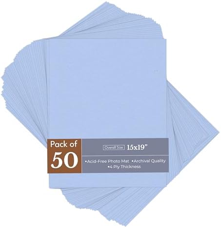 Fountain Blue 15x19 Uncut Premium Mat Board - No Opening - 50 Mats