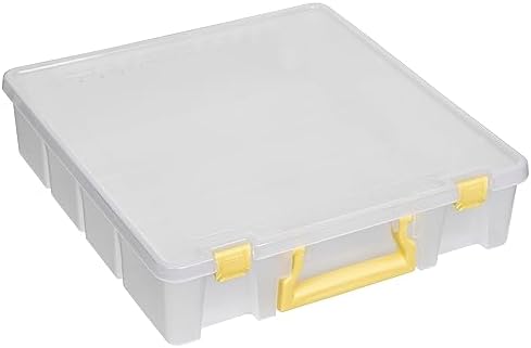 ArtBin Super Satchel 1-Compartment Craft Storage Box, Yellow Latches | One Open Compartment, 15.2 x 8 x 6.2 Inches, Secure Latches, Stackable, Clear Durable Polypropylene