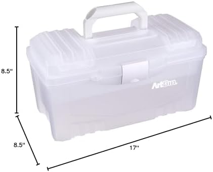 ArtBin 6918AH Twin Top 17 inch Supply Box, Portable Art & Craft Supply Organizer with Handle, [1] Plastic Storage Case, Translucent